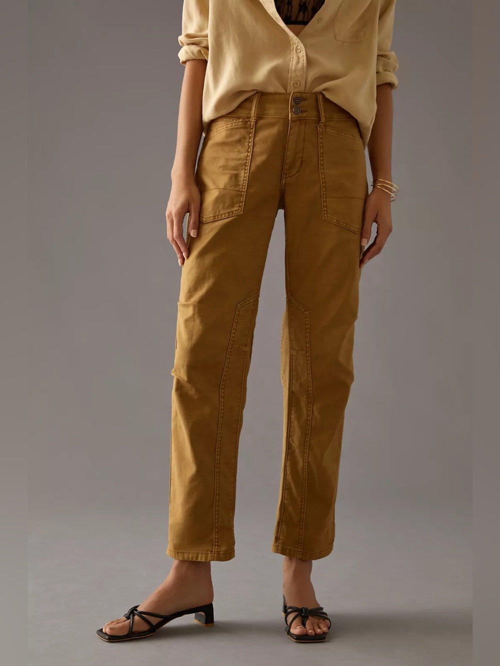Pilcro The Wanderer High Rise Utility Mustard Brown Pants Anthropologie Size 32